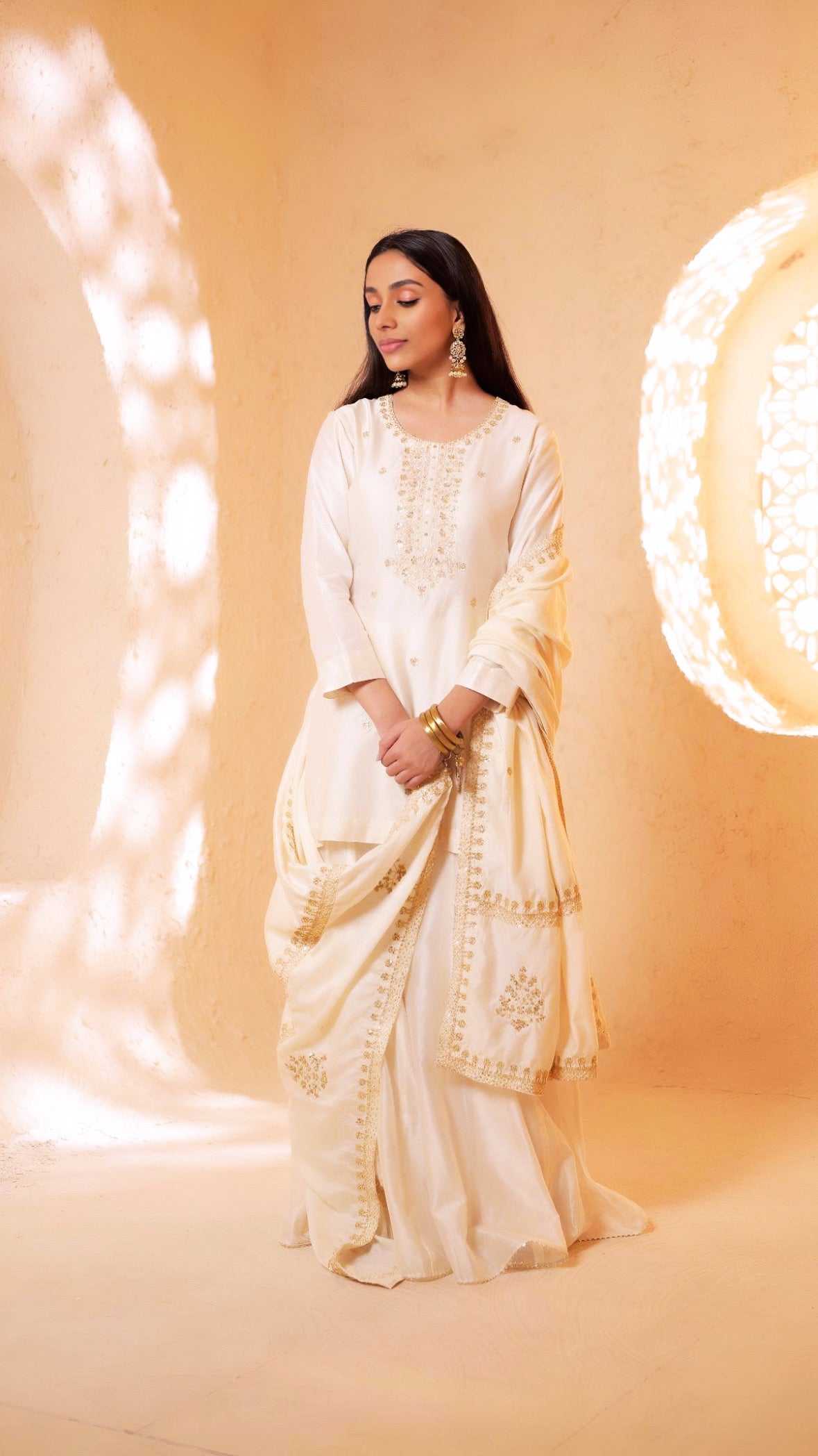 Shagna white Anarkali
