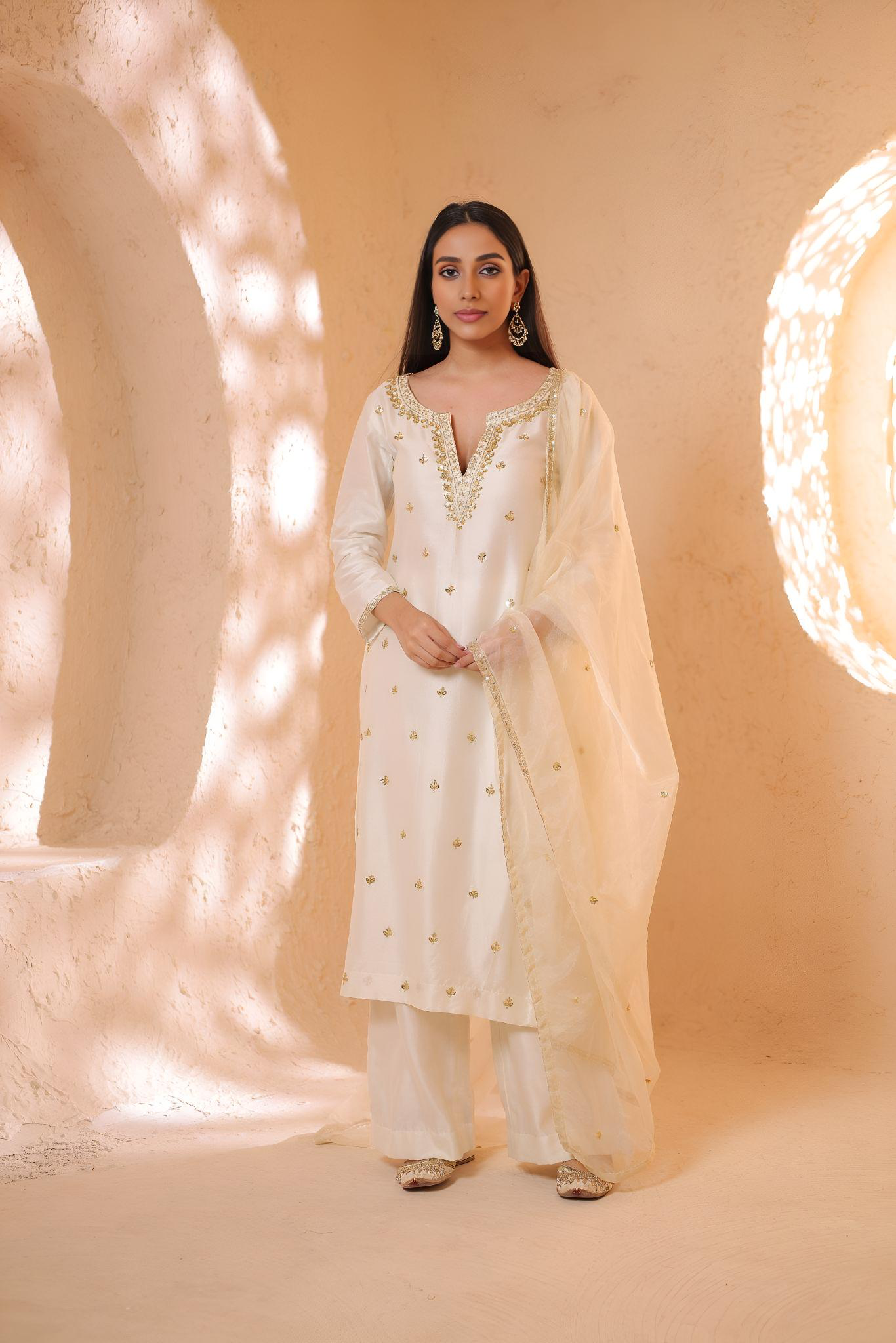 Shagna white kurta set