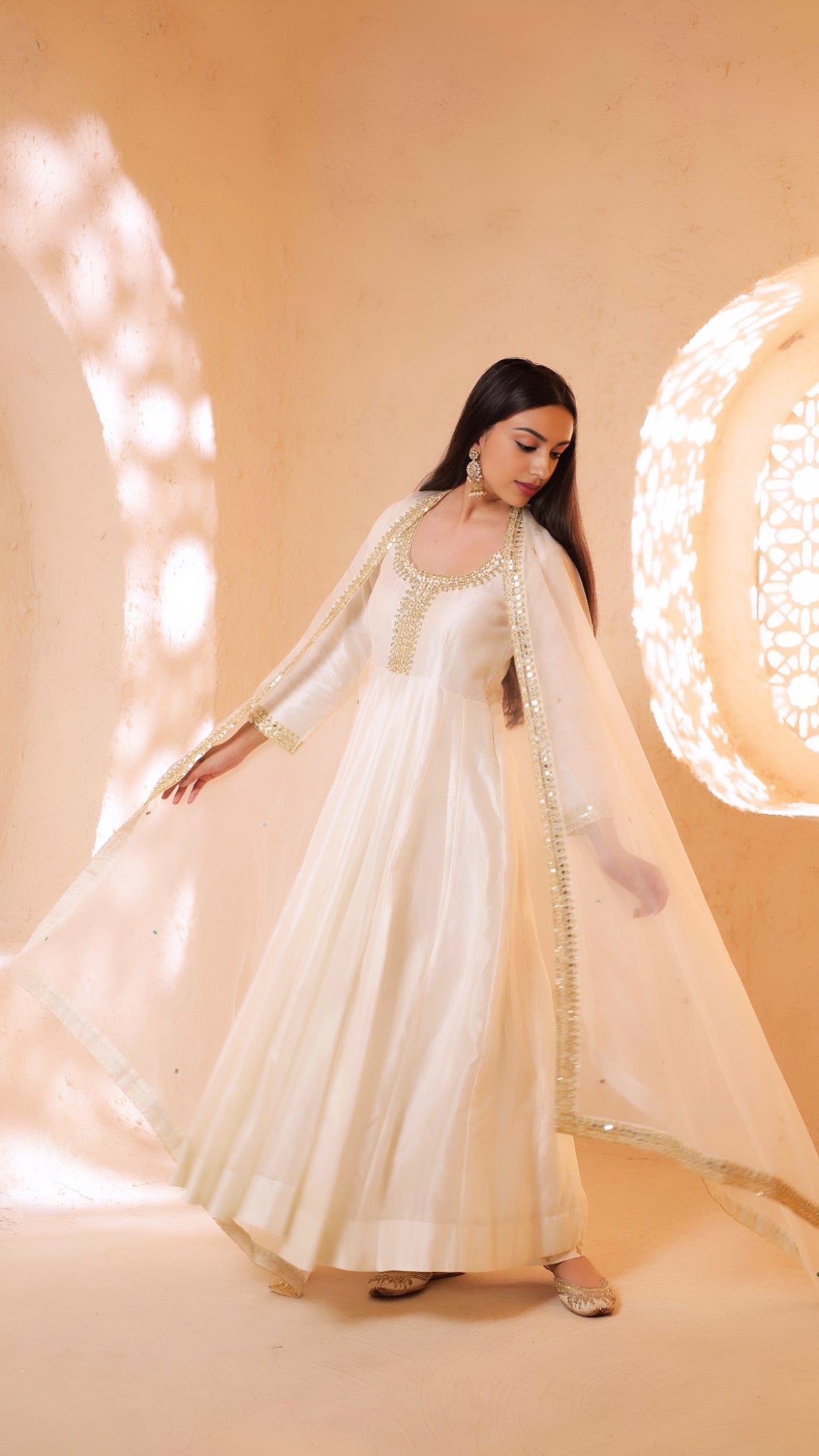 Shagna white Anarkali