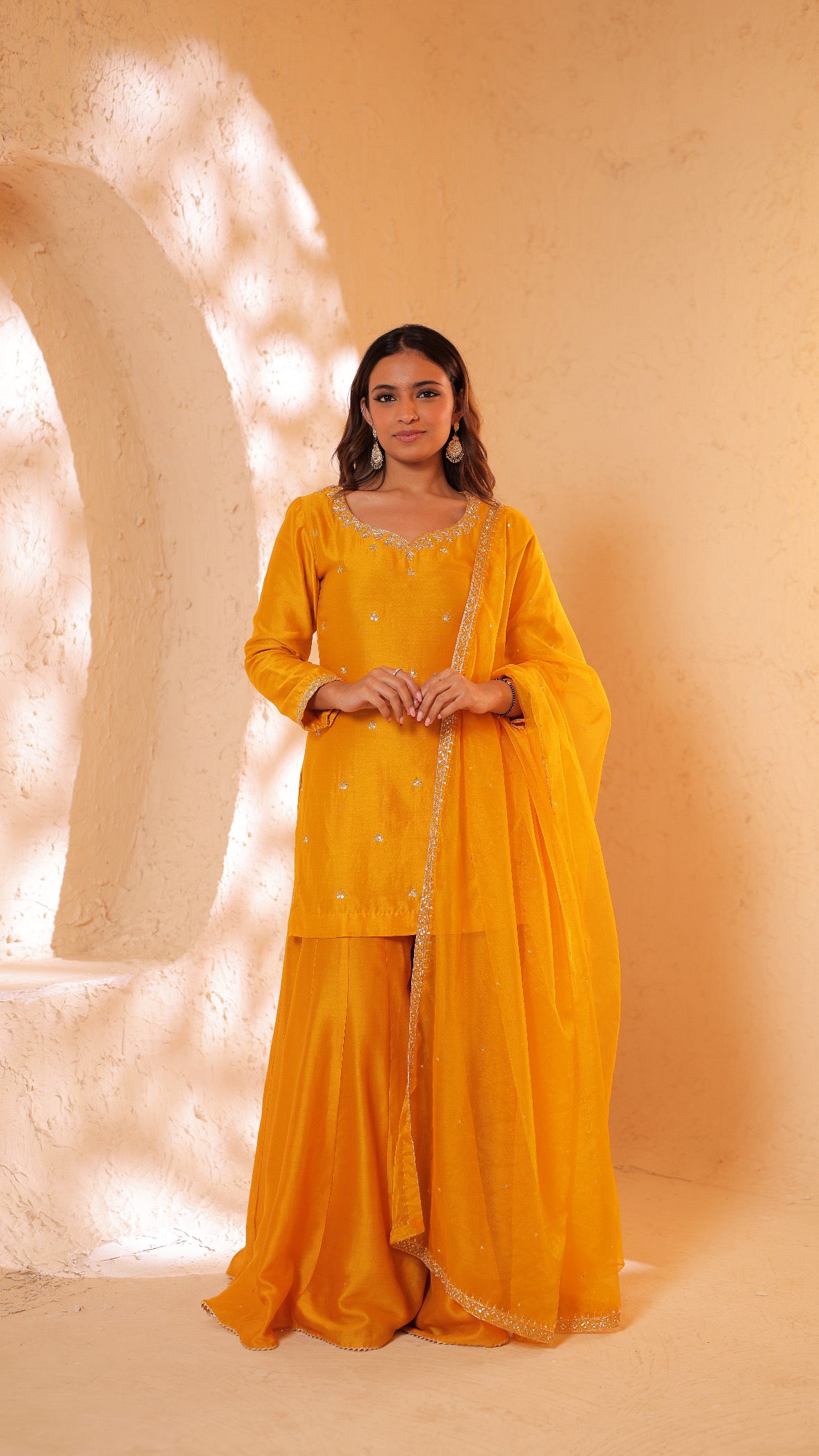 Shagna yellow sharara set