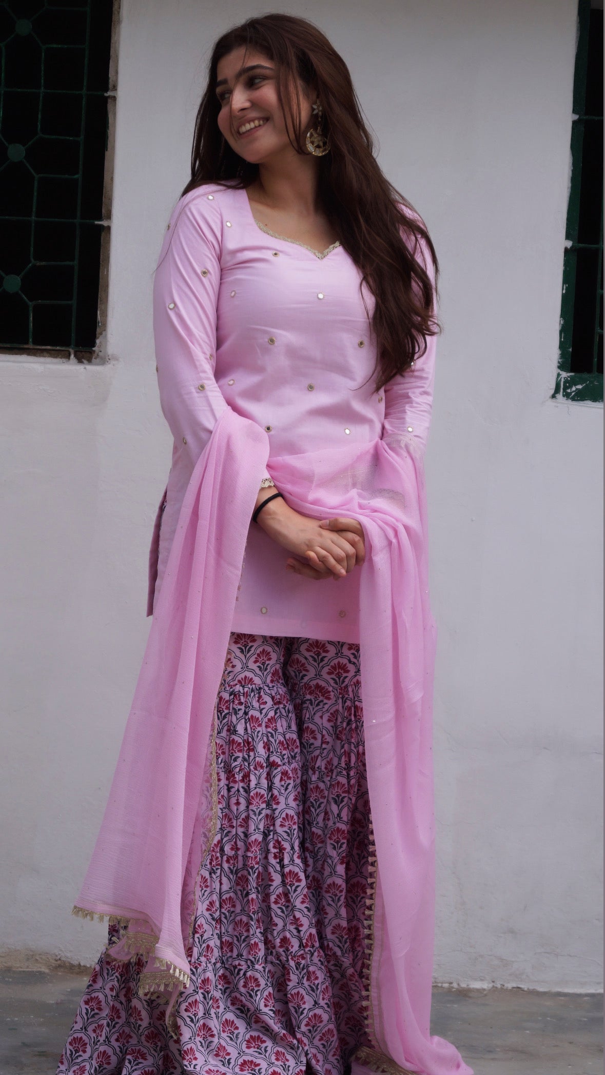 Pink Noor Sharara Set