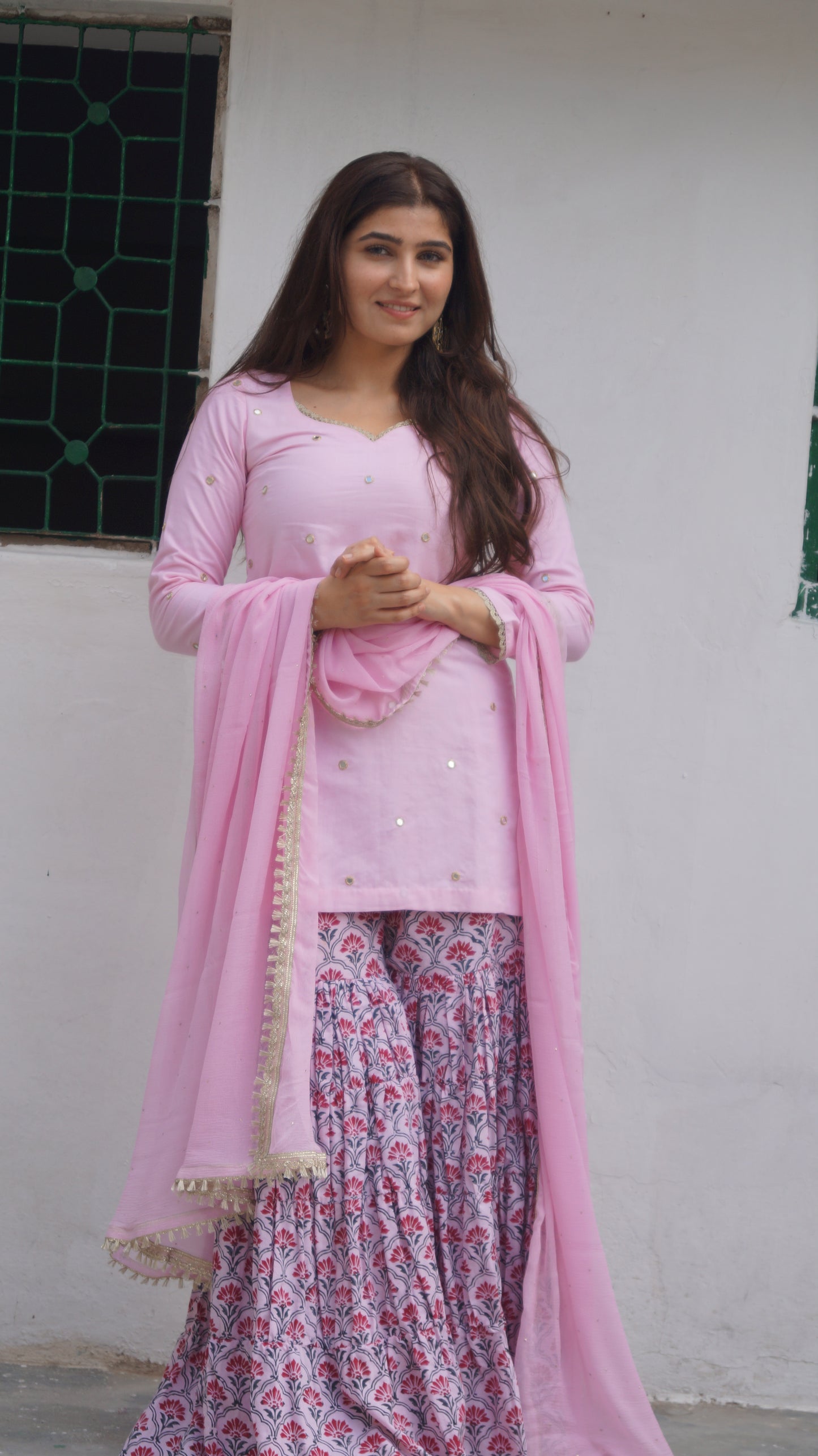 Pink Noor Sharara Set