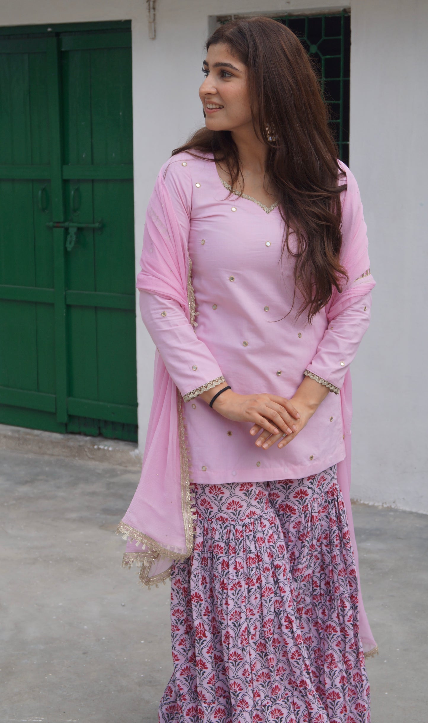 Pink Noor Sharara Set