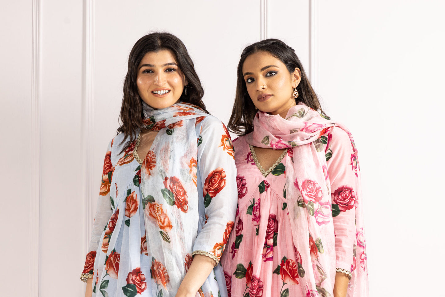 Gul Powder Blue V-neck Floral Printed Sharara Suit Set