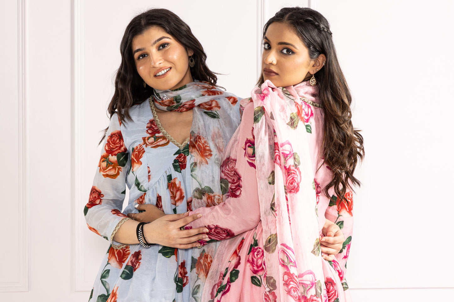Gul Powder Blue V-neck Floral Printed Sharara Suit Set