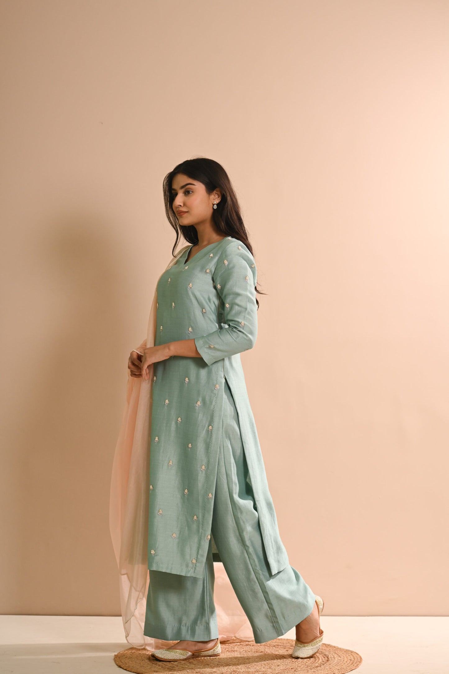 Khwab Sage Green Pearl Kurta Set