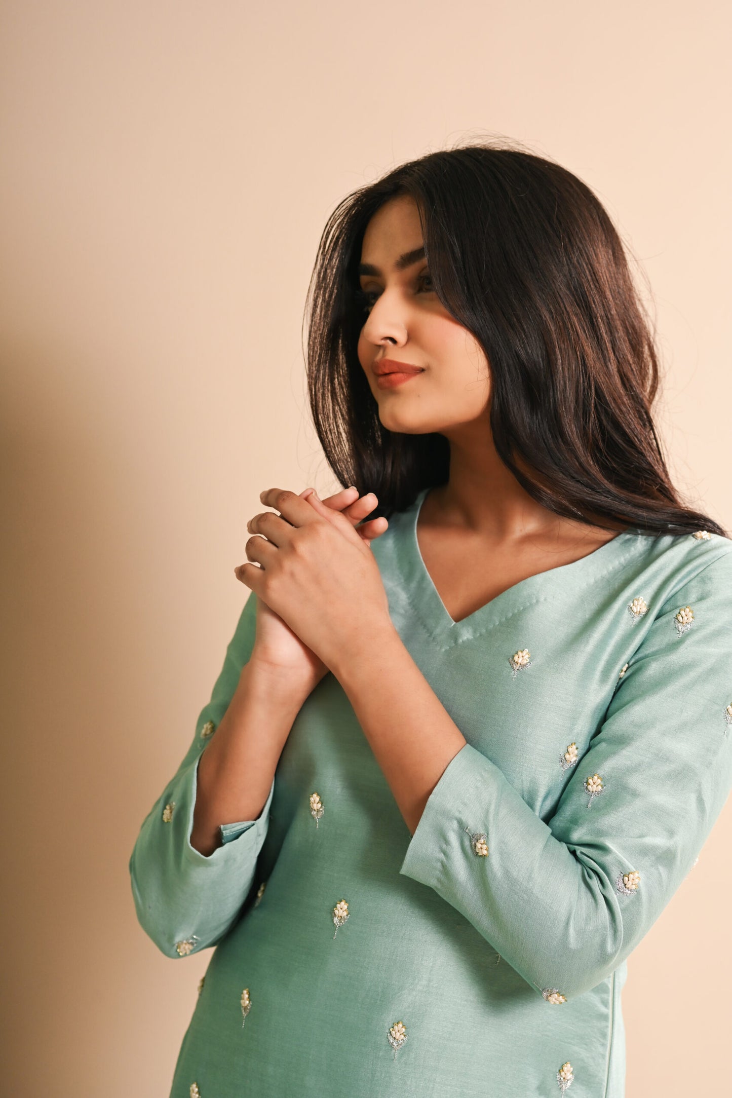 Khwab Sage Green Pearl Kurta Set