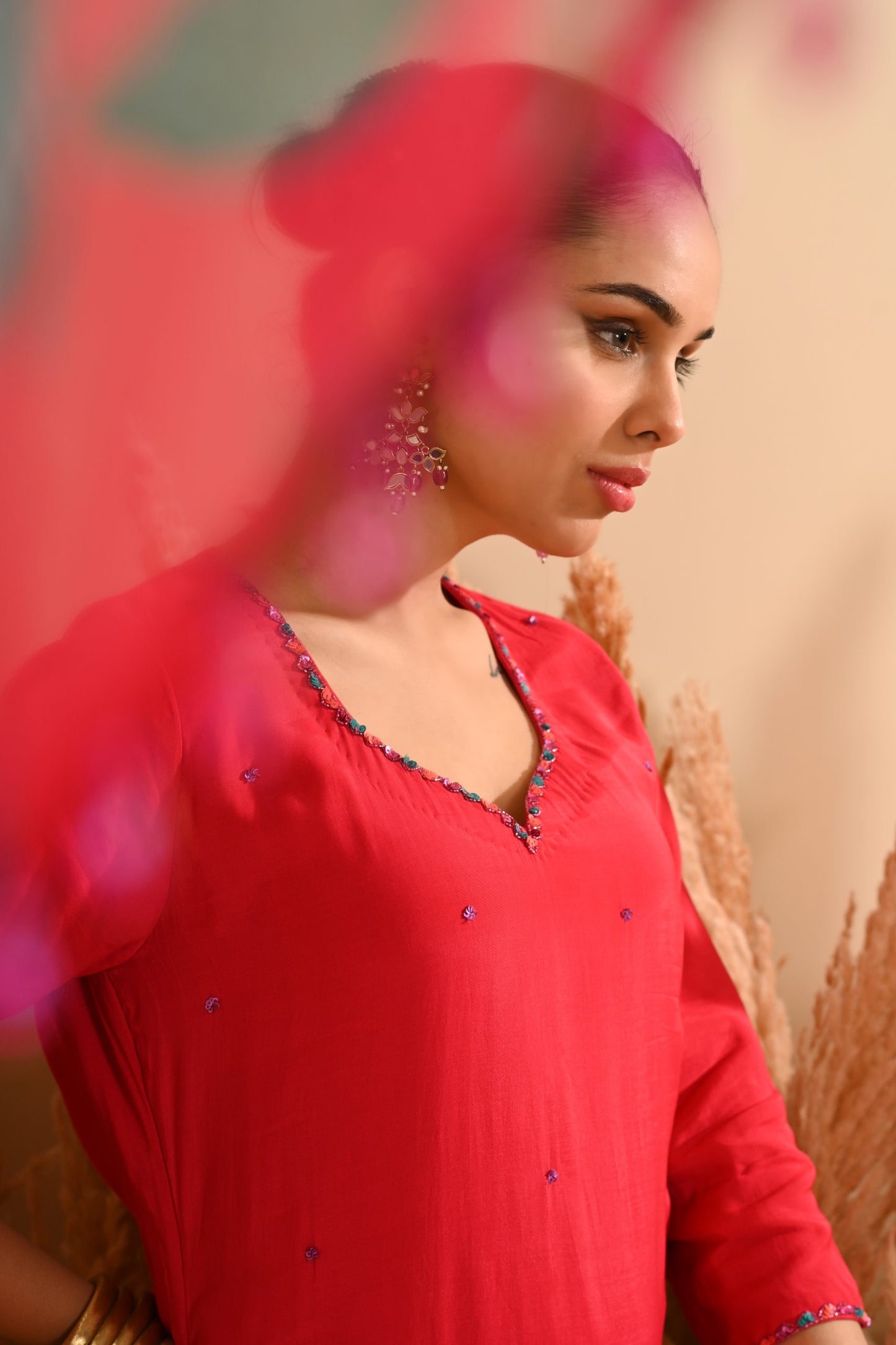 Rangrez Red Straight Chooridar Kurta Set