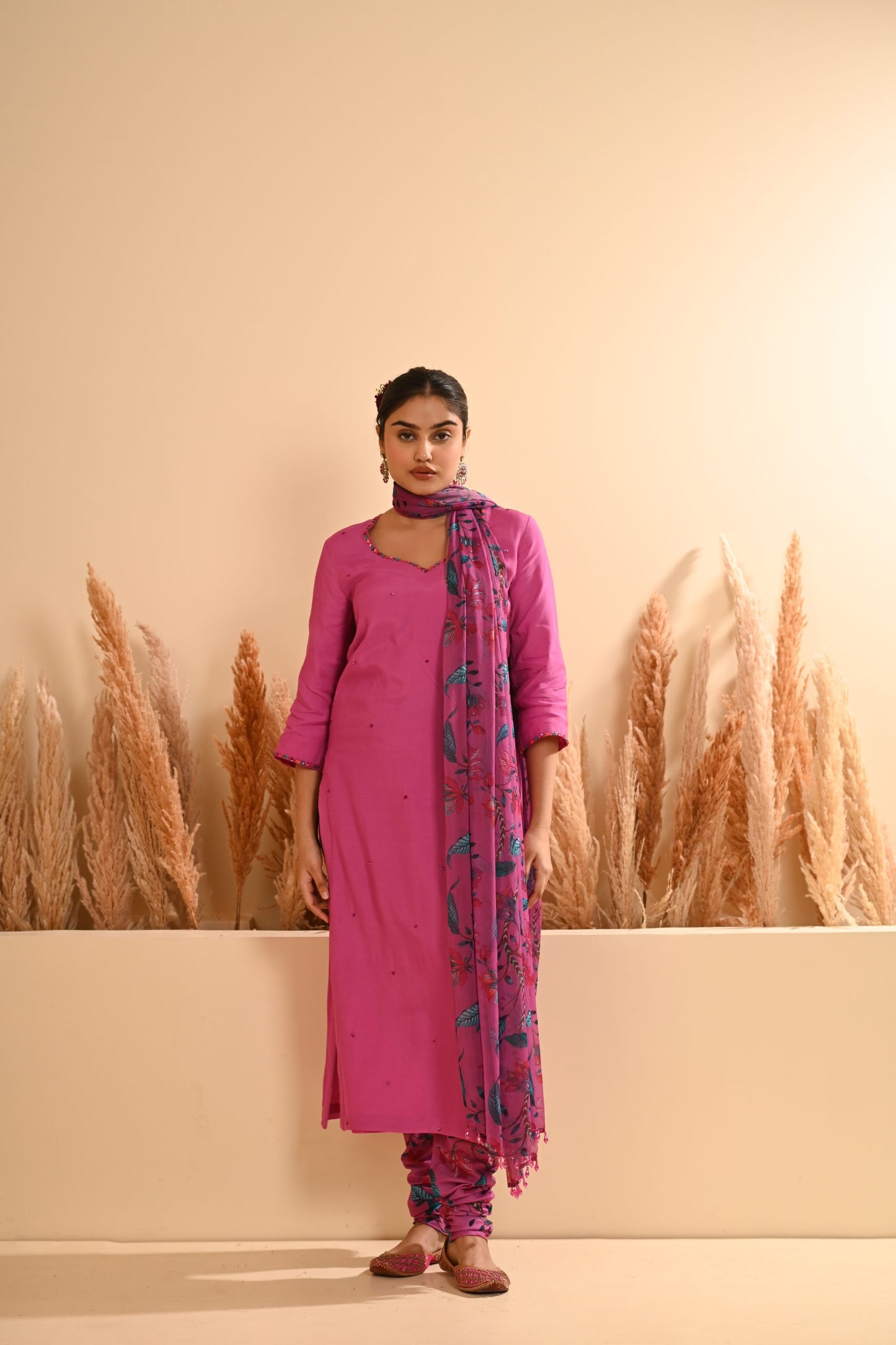Rangrez Purple Straight Chooridar Kurta Set