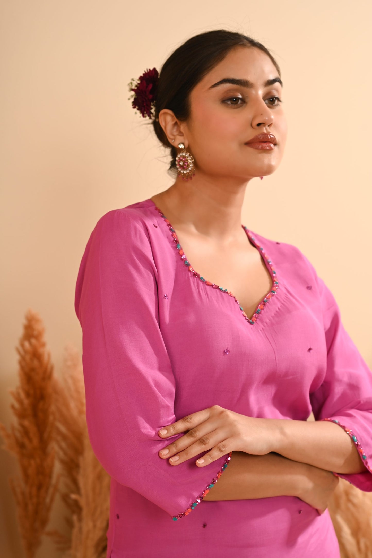 Rangrez Purple Straight Chooridar Kurta Set