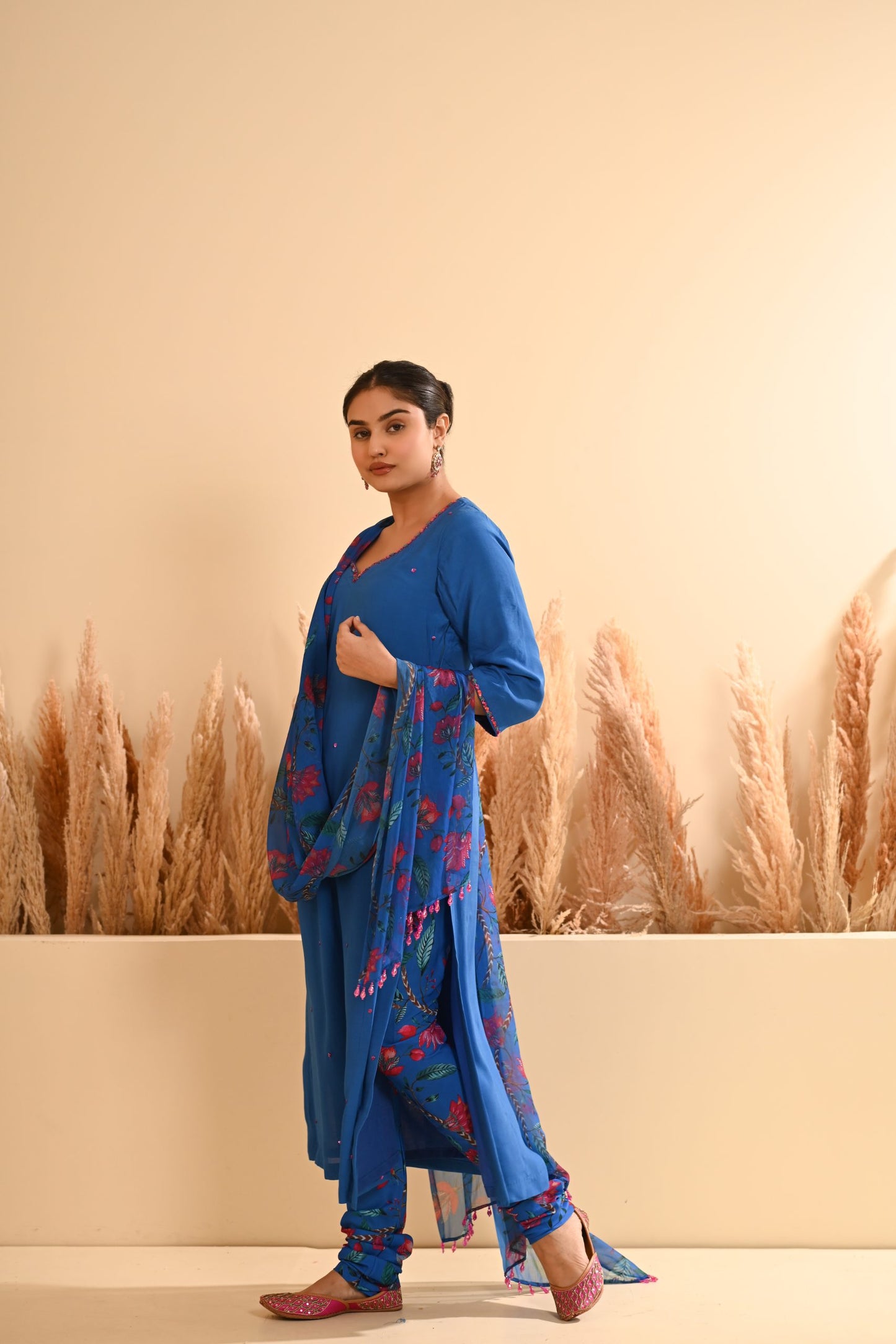 Rangrez Blue Straight Chooridaar Kurta Set