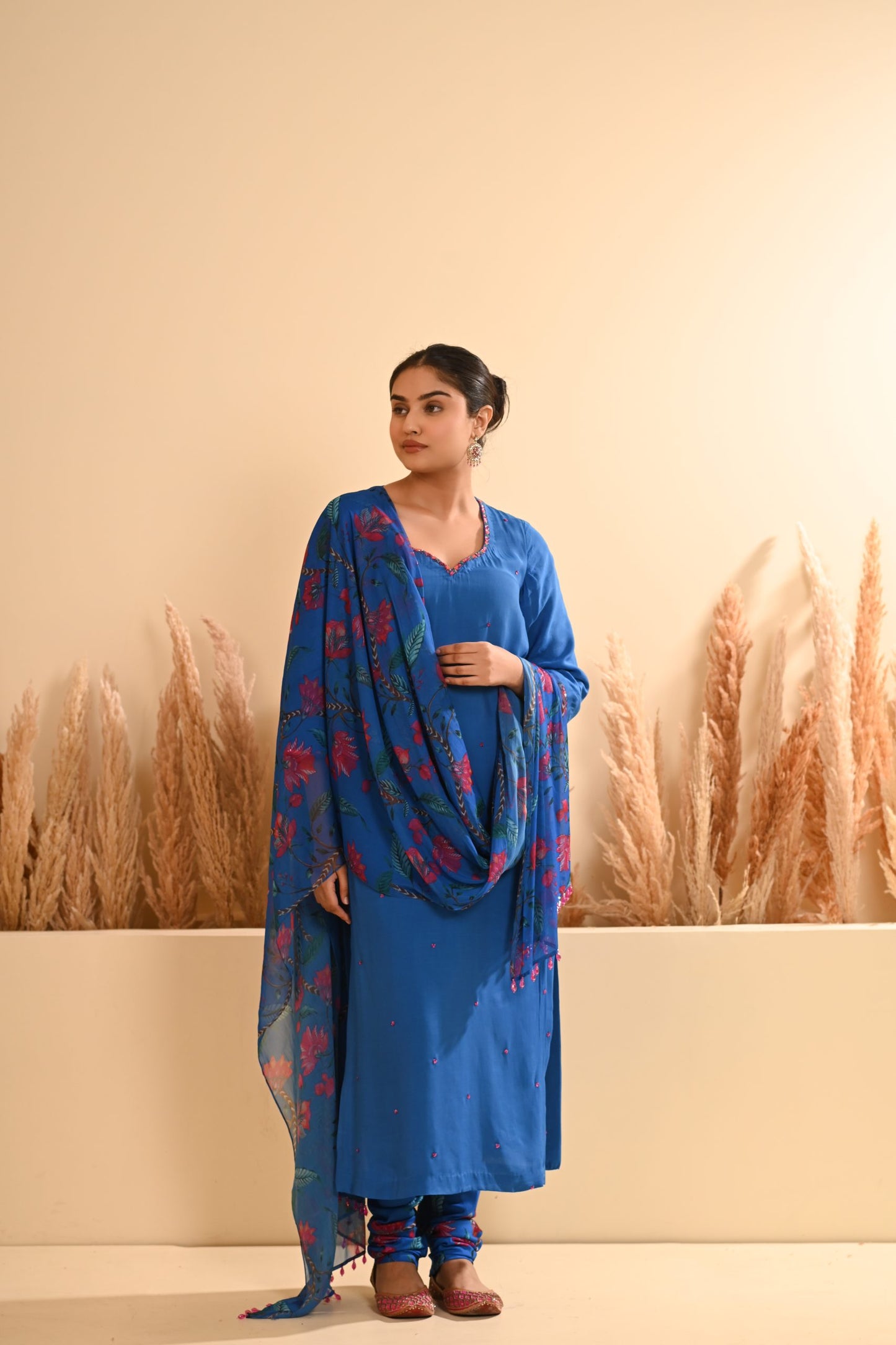 Rangrez Blue Straight Chooridaar Kurta Set