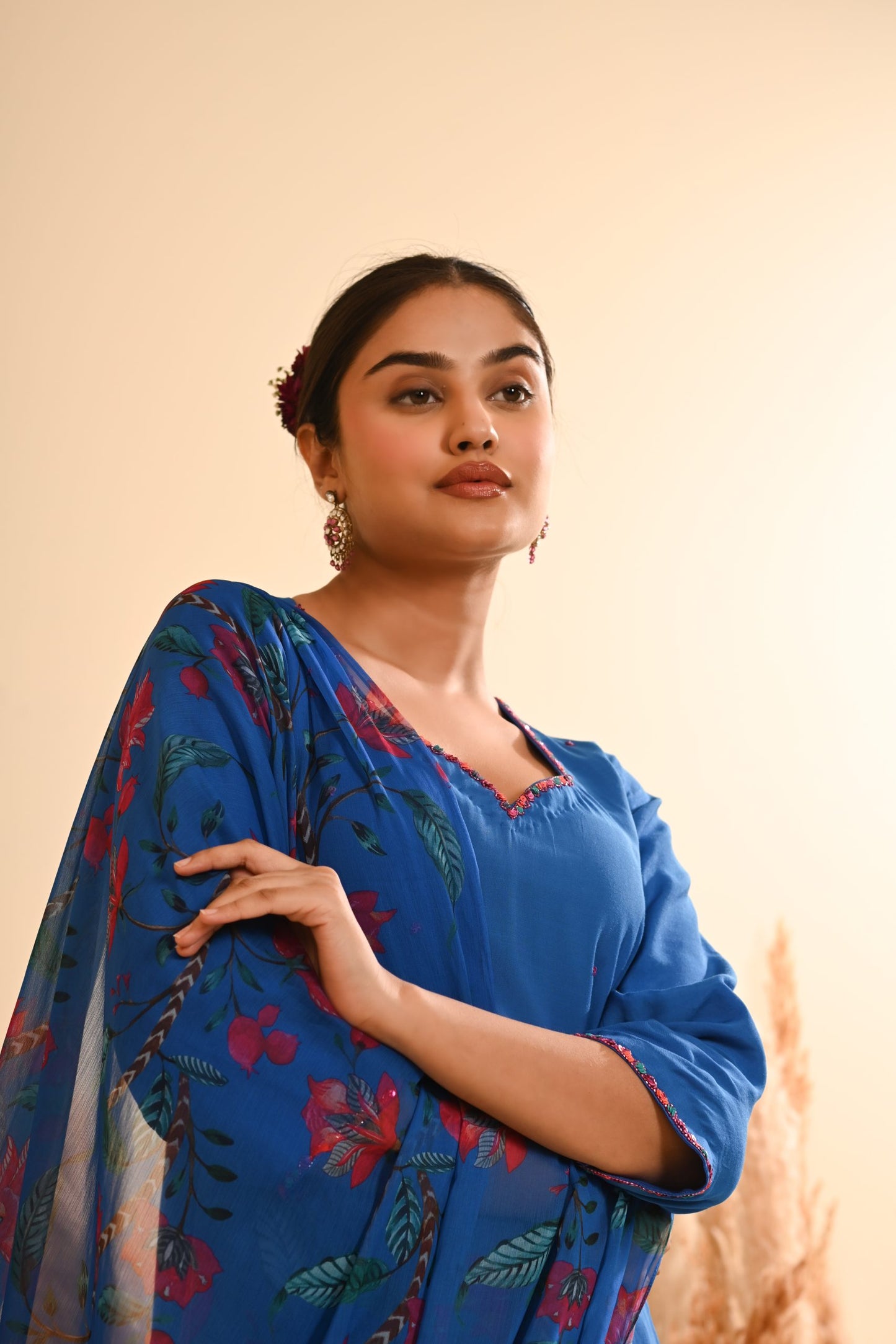 Rangrez Blue Straight Chooridaar Kurta Set
