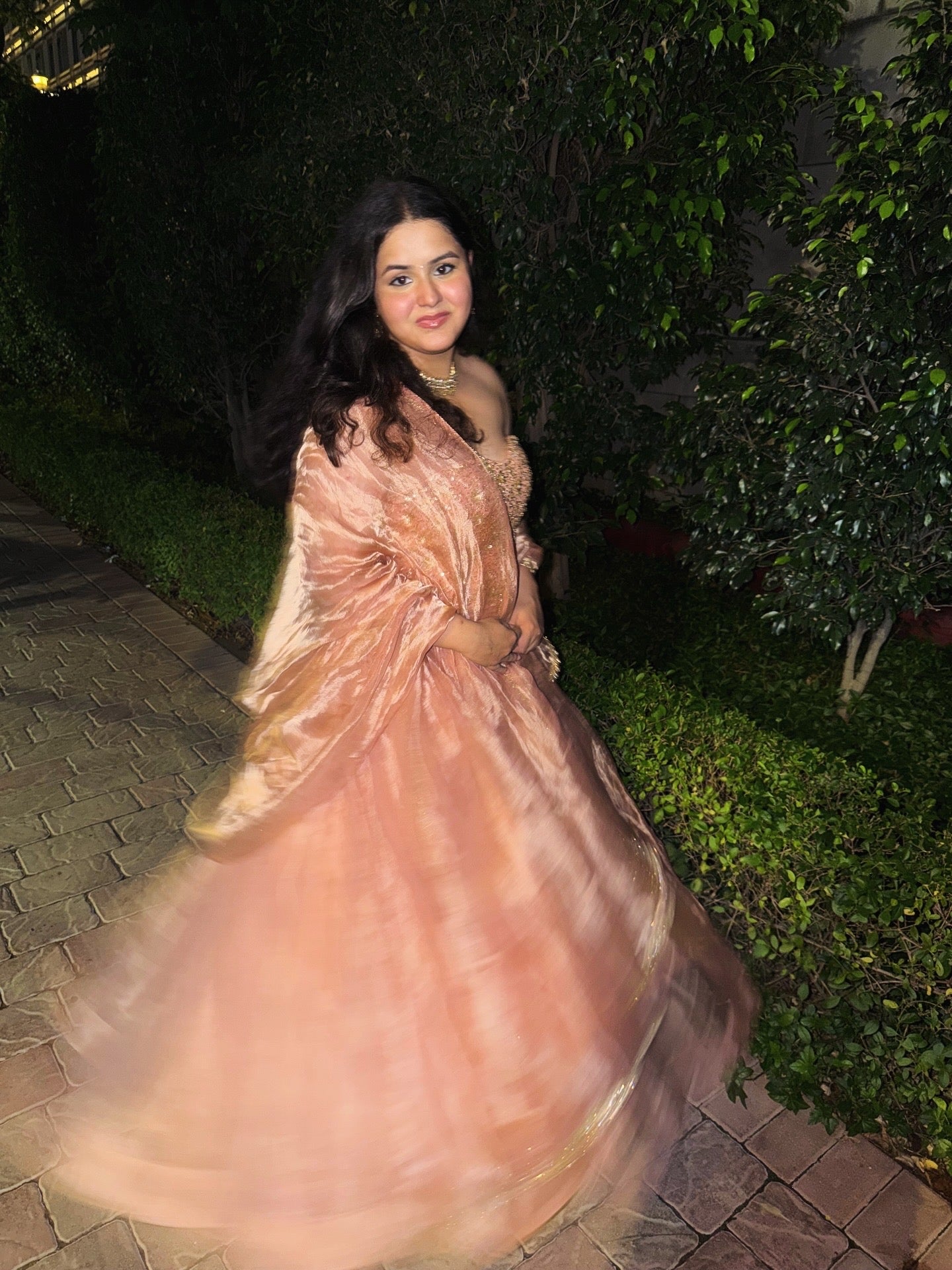 Rose tissue lehenga