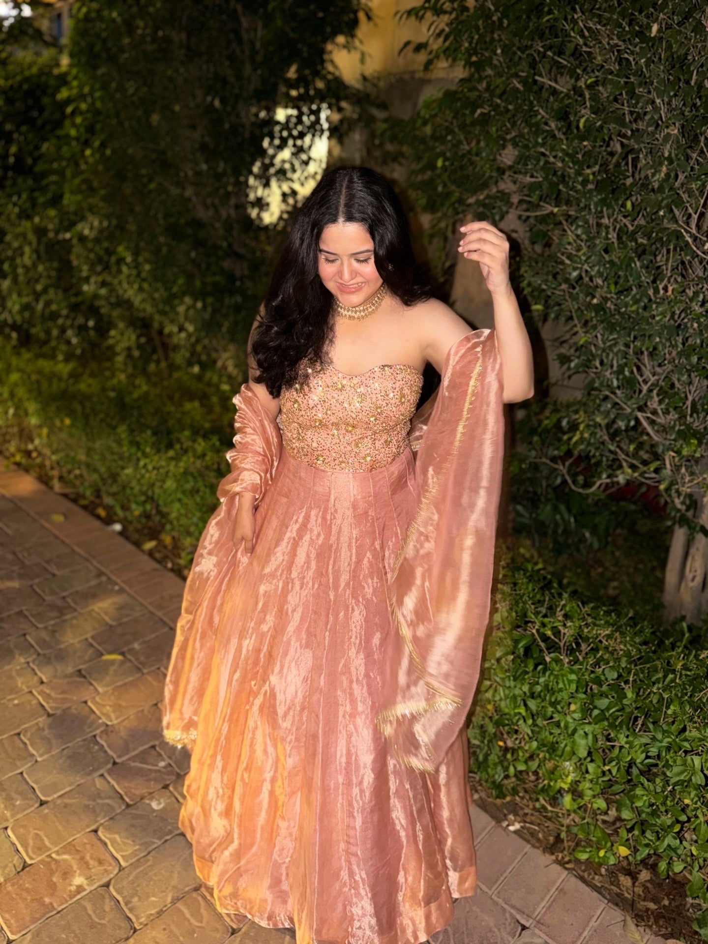 Rose tissue lehenga