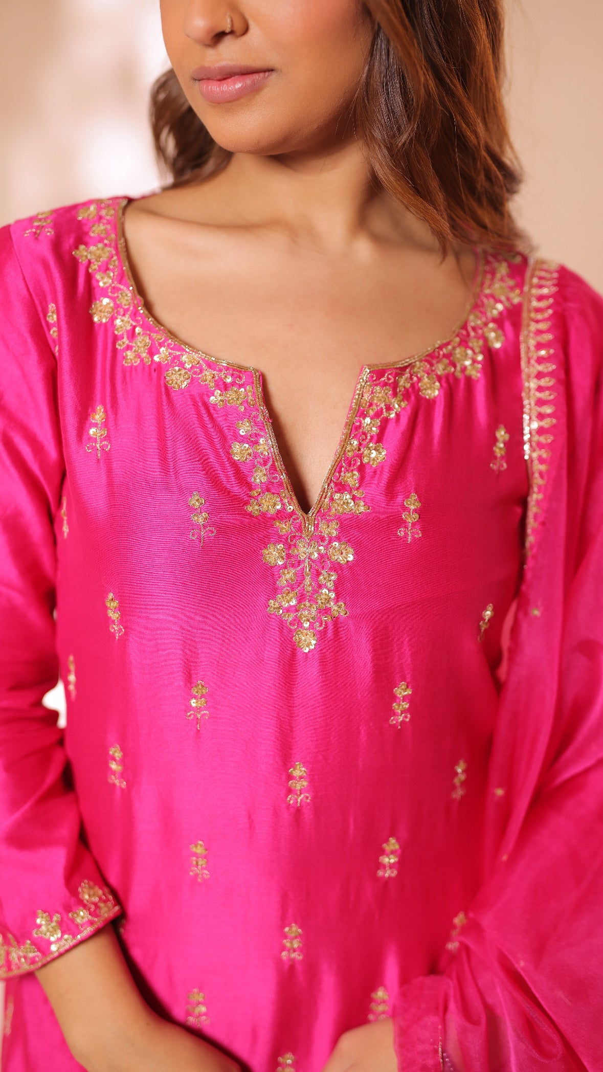 Shagna Rani pink straight suit set