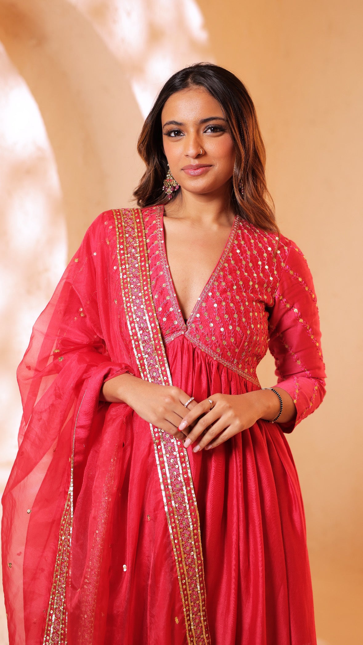 Shagna red Anarkali