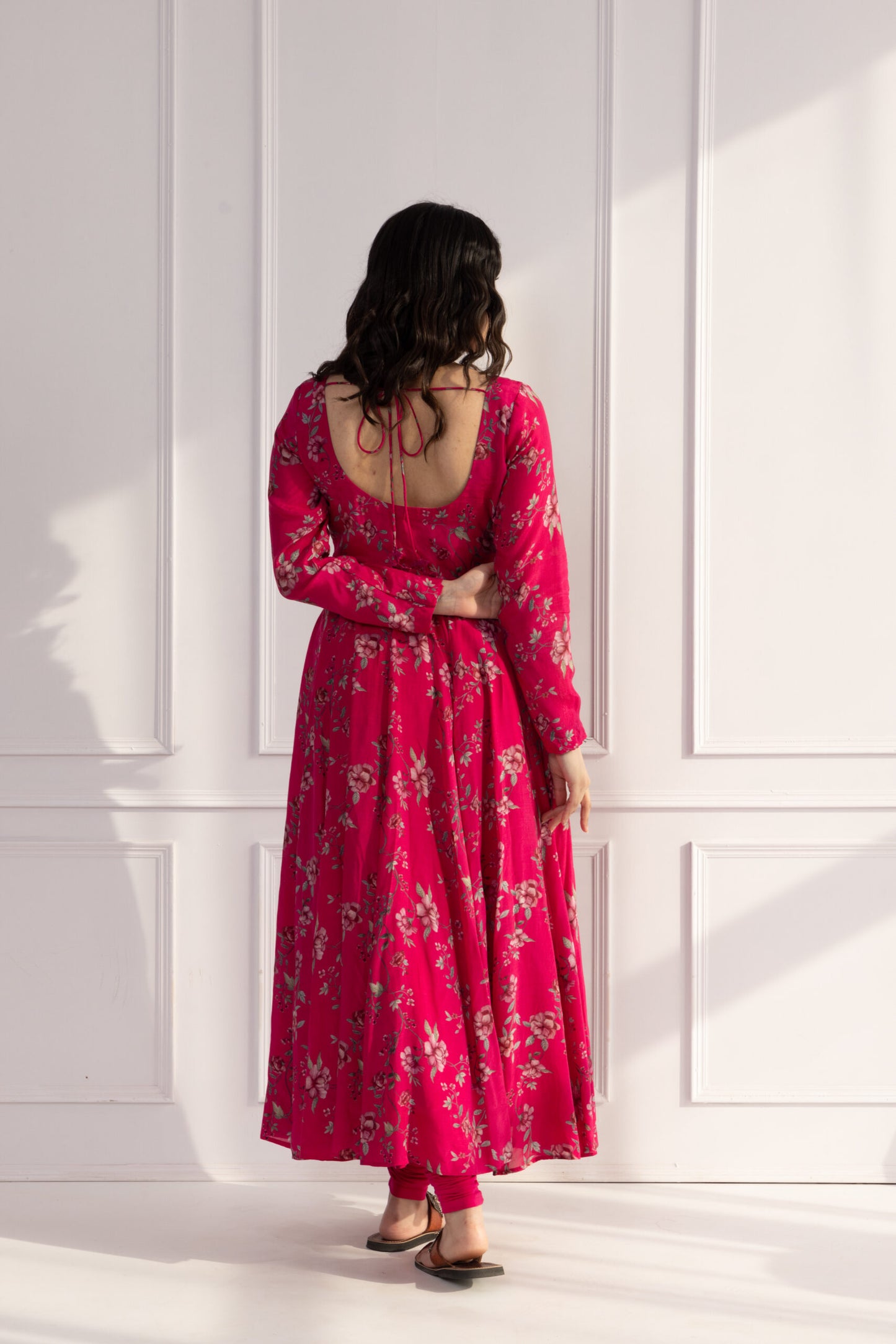 Tamanna Rani Pink Floral Anarkali Set