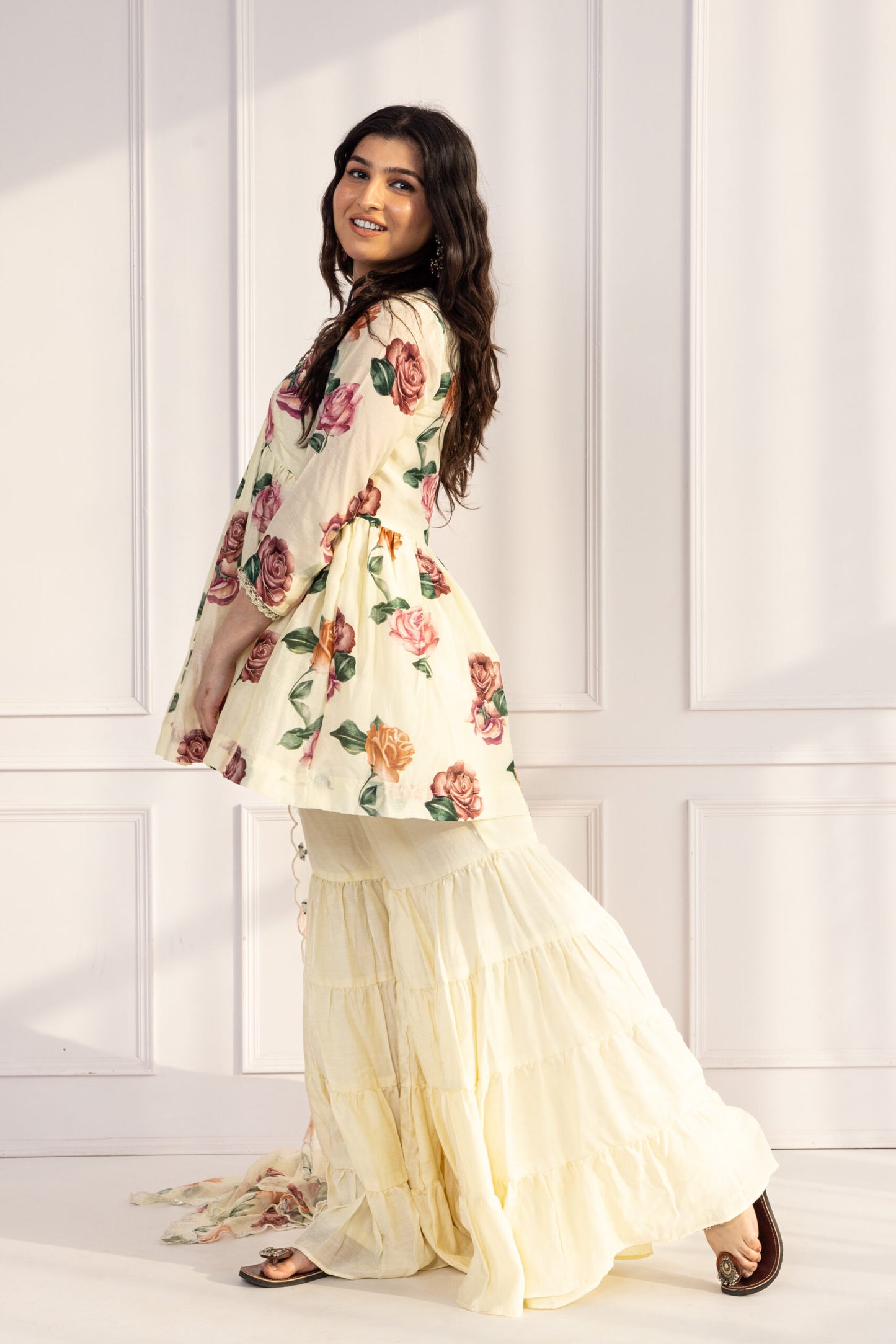 Gul Butter V-neck Floral Printed Sharara Suit Set