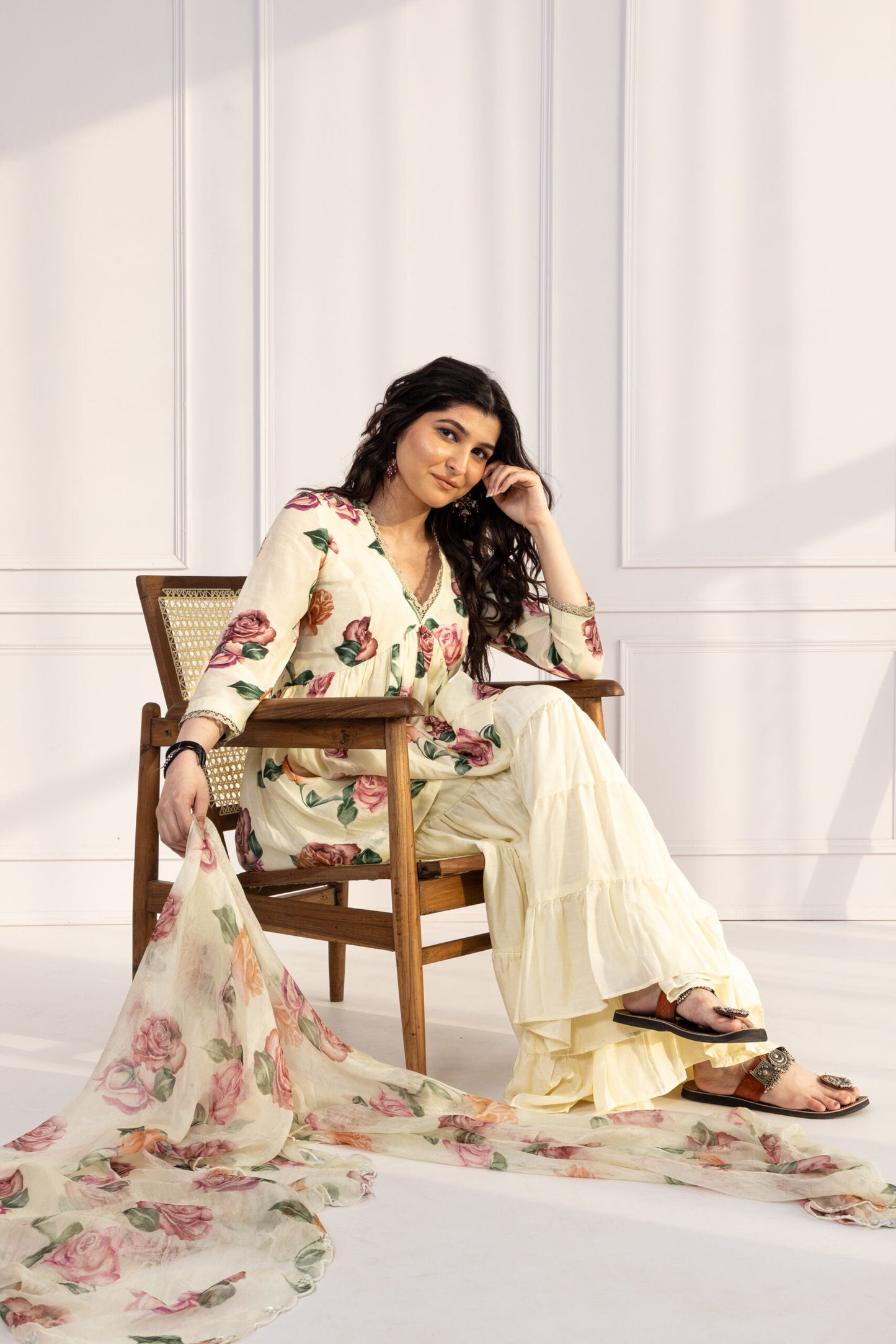 Gul Butter V-neck Floral Printed Sharara Suit Set