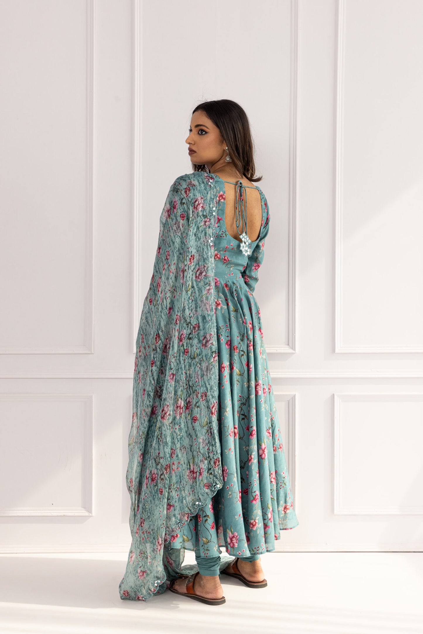 Tamanna Teal Floral Anarkali Set