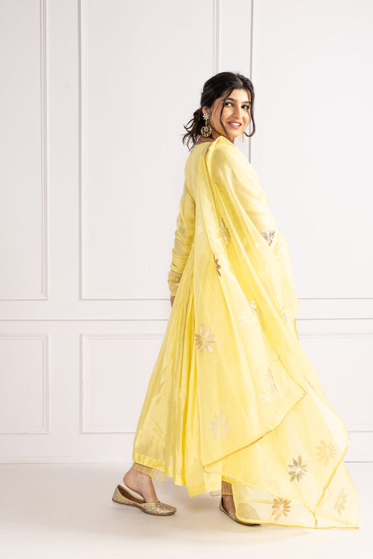 Sunehra Yellow Anarkali Suit Set