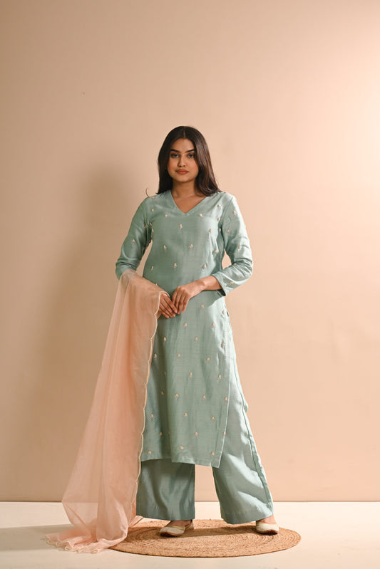 Khwab Sage Green Pearl Kurta Set