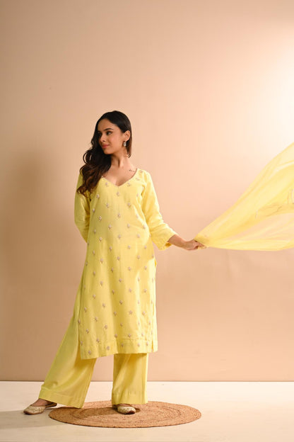 Khwab Yellow Pearl Kurta Set