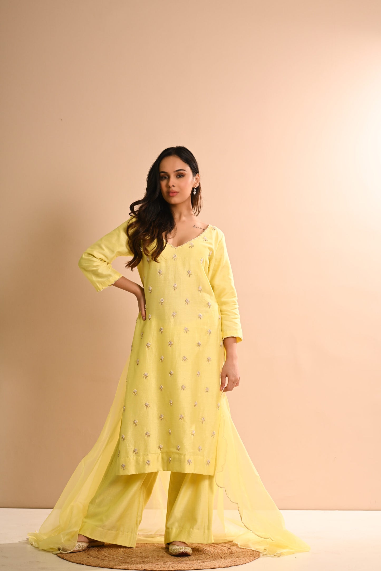 Khwab Yellow Pearl Kurta Set