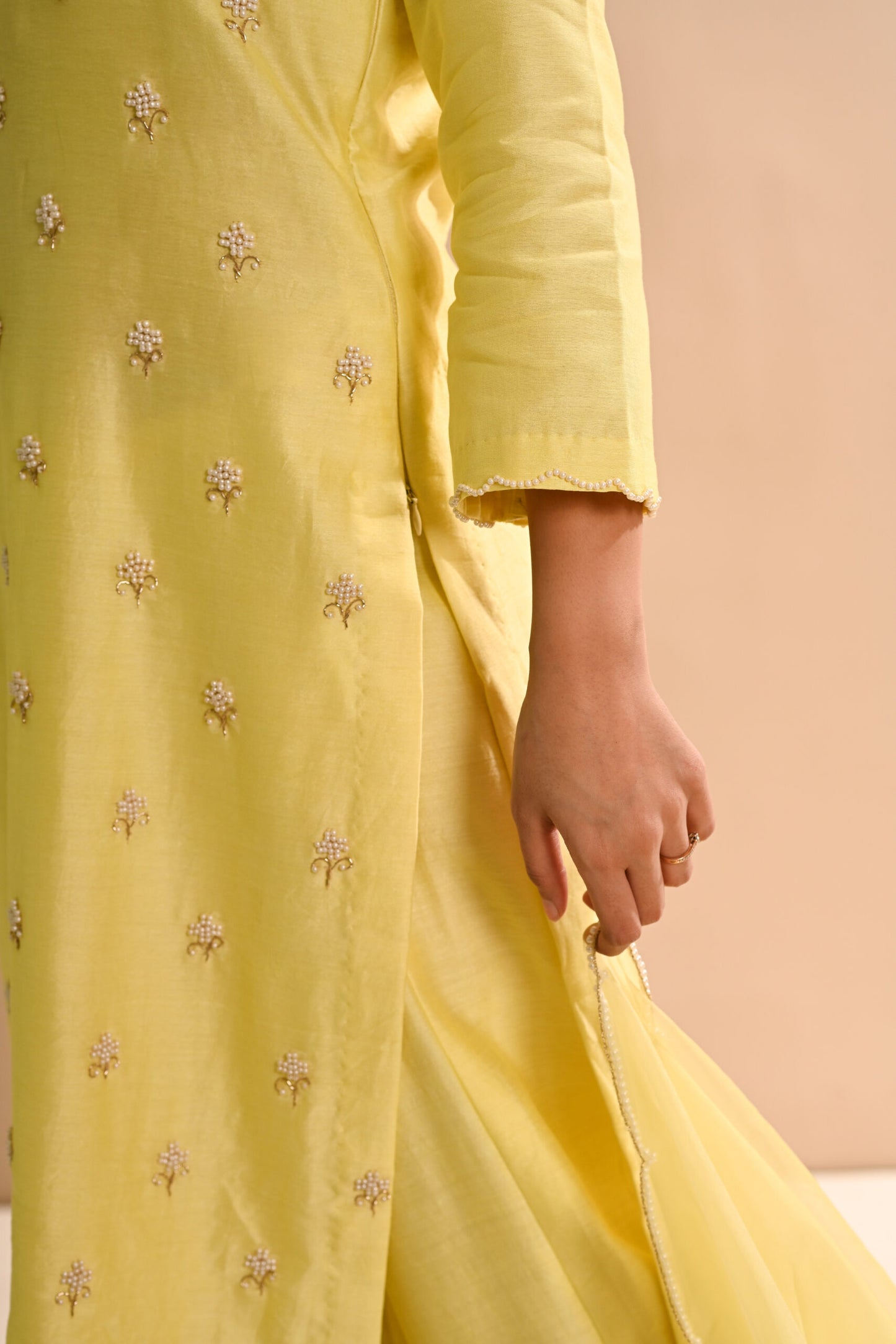 Khwab Yellow Pearl Kurta Set