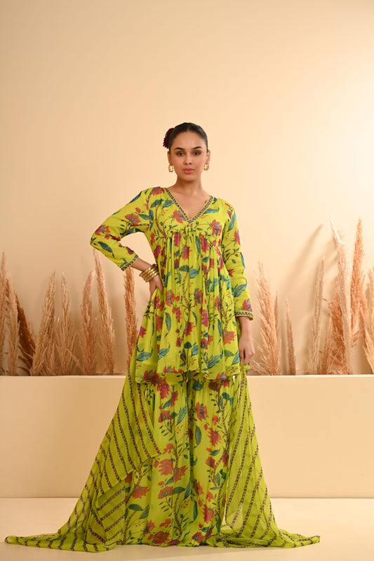 Rangrez Green Sharara Set