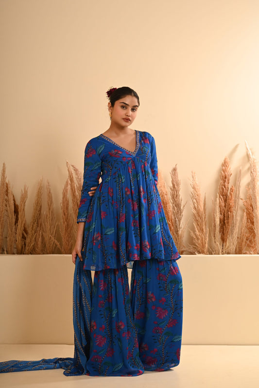 Rangrez Blue Sharara Set